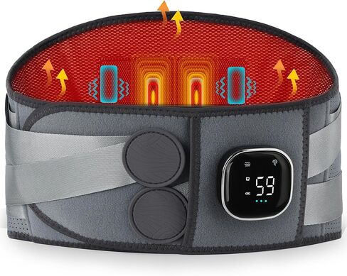 ALLJOY Cordless Heating Pad for Back, 60" Lower Back Massager Heating Pad for Back Pain Relief, Heated Back Support Brace Battery Powered Heating Pad, 3 Heating Levels 5 Vibration Massage in Kuwait