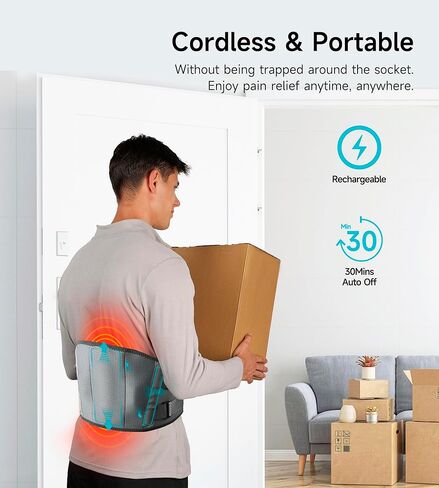 ALLJOY Cordless Heating Pad for Back, 60" Lower Back Massager Heating Pad for Back Pain Relief, Heated Back Support Brace Battery Powered Heating Pad, 3 Heating Levels 5 Vibration Massage in Kuwait