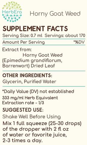 Horny Goat Weed B60 Alcohol-Free Herbal Extract Tincture, Super-Concentrated USDA Organic Horny Goat Weed (Epimedium Grandiflorum, Barrenwort) 2 fl oz in Saudi Arabia