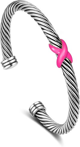 NANDUDU Cuff Bracelet for Women Twisted Bangle, Cable Wire Bracelet Knot Stainless Steel Silver Cuff Bracelets Jewelry in Saudi Arabia