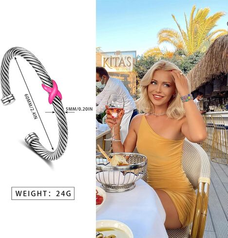 NANDUDU Cuff Bracelet for Women Twisted Bangle, Cable Wire Bracelet Knot Stainless Steel Silver Cuff Bracelets Jewelry in Saudi Arabia