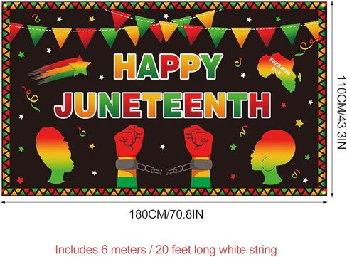 لافتة خلفية PTFNY Happy Juneteenth مقاس 71 × 43 بوصة، يوم الاستقلال التاسع عشر من يونيو، يوم الحرية، لافتة خلفية كبيرة من Juneteenth الأفريقي الأفريقي الأمريكي، احتفال بالحفلات، لافتة جدارية لتزيين الحائط in Kuwait