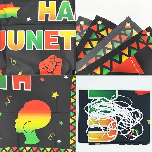 لافتة خلفية PTFNY Happy Juneteenth مقاس 71 × 43 بوصة، يوم الاستقلال التاسع عشر من يونيو، يوم الحرية، لافتة خلفية كبيرة من Juneteenth الأفريقي الأفريقي الأمريكي، احتفال بالحفلات، لافتة جدارية لتزيين الحائط in Kuwait
