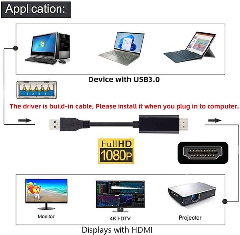 Chenyang USB 3.0 to HDMI ＆ VGA HDTV Adapter Cable External Graphics Card for Windows Laptop in Saudi Arabia
