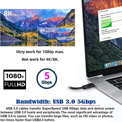 Chenyang USB 3.0 to HDMI ＆ VGA HDTV Adapter Cable External Graphics Card for Windows Laptop in Saudi Arabia