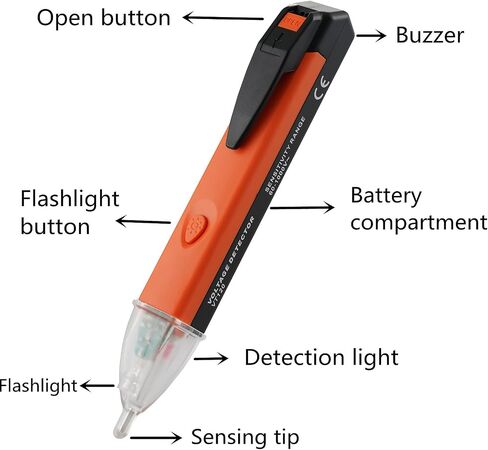 Non-Contact Voltage Tester Tools,LED Flashlight,Buzzer Alarm,AC Voltage Detector Pen,Test Range 60V - 1000V for Live/Null Wire Judgment in Saudi Arabia