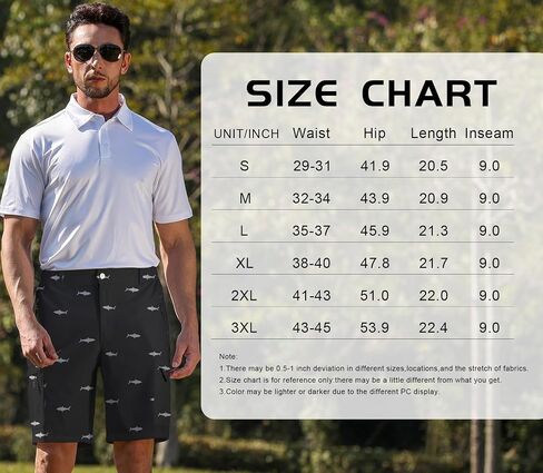 zeetoo Men's Golf Shorts Elastic Waist Quick Dry for Flat Front Travel Casual Shorts with 5 Pockets in Saudi Arabia