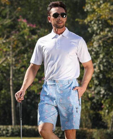 zeetoo Men's Golf Shorts Elastic Waist Quick Dry for Flat Front Travel Casual Shorts with 5 Pockets in Saudi Arabia