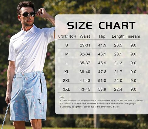 zeetoo Men's Golf Shorts Elastic Waist Quick Dry for Flat Front Travel Casual Shorts with 5 Pockets in Saudi Arabia