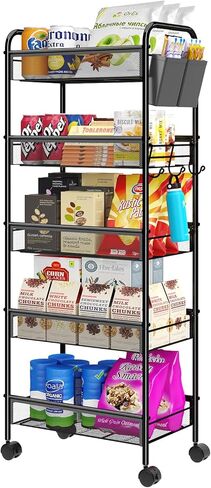 عربة تخزين معدنية متدحرجة مكونة من 5 طبقات، أرفف تخزين لعربة تنظيم الأدوات مع 4 عجلات للحمام والمطبخ in Kuwait