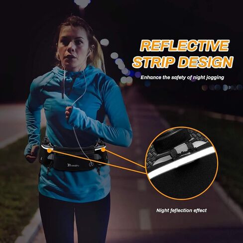 Number-one Running Belt with Water Bottles(2 x 175ML), Hydration Belt Waterproof Waist Pack Bag Fits iPhones Adjustable Sports Waist Pouch for Marathon Running Hiking Cycling, Black in Kuwait