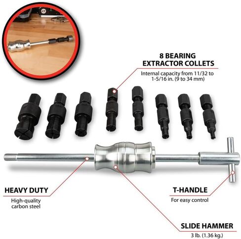 Performance Tool W89744 3-Jaw Pilot Bearing Puller - Compact Design, Hardened Steel Construction, 1/2in. to 1-1/2in. Inside Pulling Capacity" in Saudi Arabia