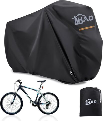 LIHAO Bike Cover, Waterproof Outdoor Bicycle Cover Anti Rain Dust Snow UV, Bike Rain Cover Shelter for Mountain, Road Bikes with Anti-theft Lock Holes & Storage Bag in Saudi Arabia