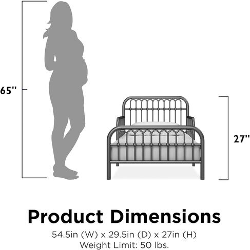 سرير معدني من Little Seeds Monarch Hill Ivy مع مرتبة Safety 1st Nighty Night للأطفال والرضع، رمادي جرافيتي in Kuwait