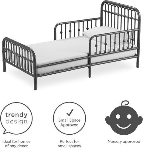 سرير معدني من Little Seeds Monarch Hill Ivy مع مرتبة Safety 1st Nighty Night للأطفال والرضع، رمادي جرافيتي in Kuwait