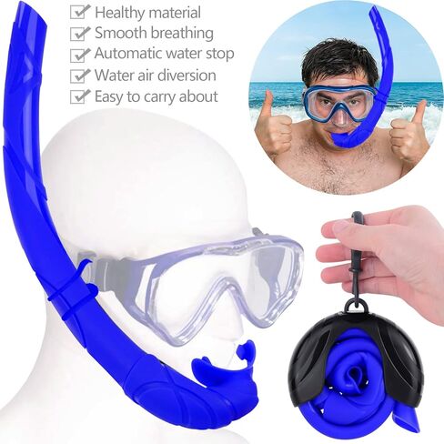 معدات الغطس PSMILE باللون الأزرق المحمولة الناعمة المصنوعة من السيليكون سهلة التنفس والغطس الجاف والرطب ومعدات الغوص الحر وصيد الأسماك بالرمح والسباحة in Kuwait