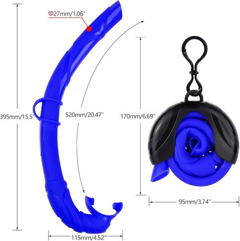 معدات الغطس PSMILE باللون الأزرق المحمولة الناعمة المصنوعة من السيليكون سهلة التنفس والغطس الجاف والرطب ومعدات الغوص الحر وصيد الأسماك بالرمح والسباحة in Kuwait