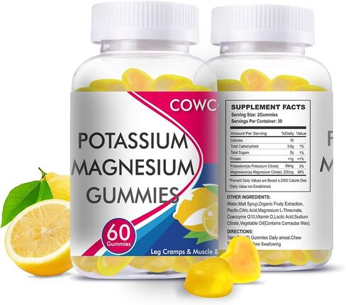 Potassium Magnesium Gummies for Adults Kids,Sugar-Free,Potassium,Citrate with High Absorption Magnesium Glycinate Supplements for Leg Cramps & Muscle,Heart Health,2Pack in Saudi Arabia