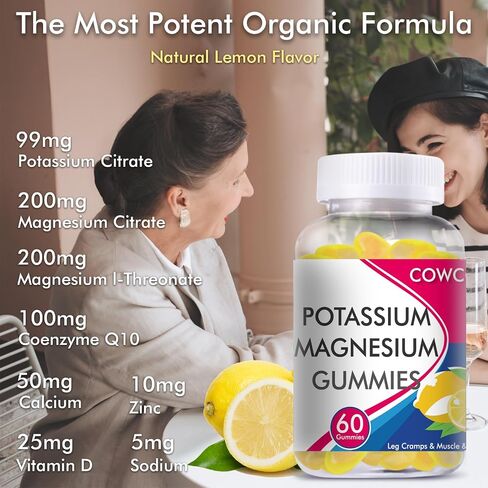 Potassium Magnesium Gummies for Adults Kids,Sugar-Free,Potassium,Citrate with High Absorption Magnesium Glycinate Supplements for Leg Cramps & Muscle,Heart Health,2Pack in Saudi Arabia