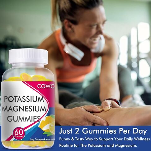 Potassium Magnesium Gummies for Adults Kids,Sugar-Free,Potassium,Citrate with High Absorption Magnesium Glycinate Supplements for Leg Cramps & Muscle,Heart Health,2Pack in Saudi Arabia