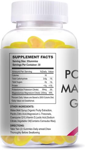 Potassium Magnesium Gummies for Adults Kids,Sugar-Free,Potassium,Citrate with High Absorption Magnesium Glycinate Supplements for Leg Cramps & Muscle,Heart Health,2Pack in Saudi Arabia