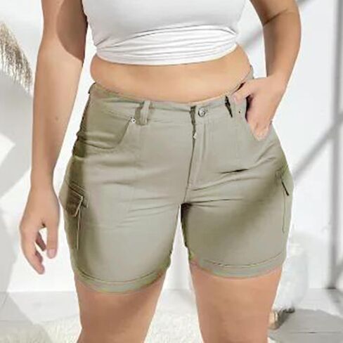 شورت نسائي كارجو مع جيوب خفيف الوزن في الهواء الطلق، شورت برمودا عالي الخصر للمشي لمسافات طويلة للنساء، صيفي كاجوال in Kuwait