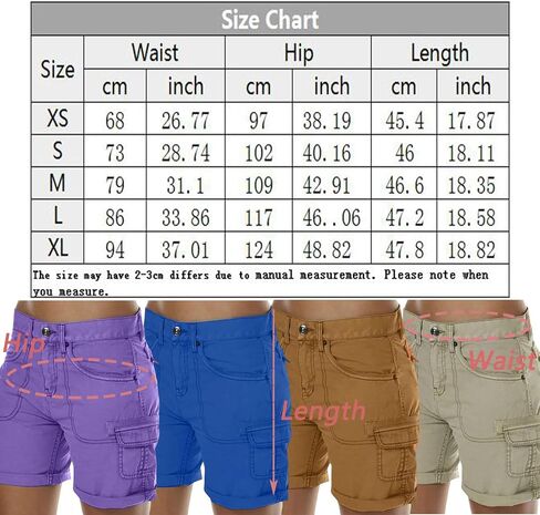 شورت نسائي كارجو مع جيوب خفيف الوزن في الهواء الطلق، شورت برمودا عالي الخصر للمشي لمسافات طويلة للنساء، صيفي كاجوال in Kuwait