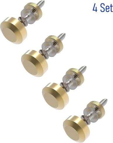 FOCMKEAS 4 PCS 25mm(0.98") Mirror Screws, Brass Decorative Caps Cover Fasteners, Metal Mirror Nails, Polished Beveled Gold Lid (Bright Gold) in Saudi Arabia