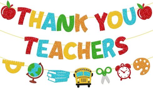 Thank You Teachers Banner Teacher Appreciation Week Party Decorations We Appreciate You Thank You for Helping Us Grow Theme Happy Teacher’s Day Classroom School Party Supplies in Saudi Arabia