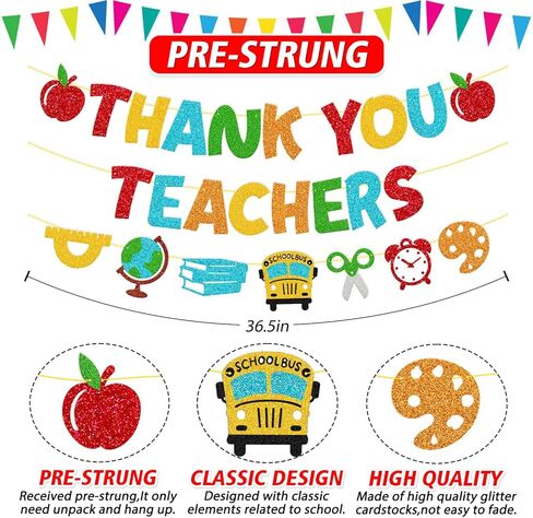 Thank You Teachers Banner Teacher Appreciation Week Party Decorations We Appreciate You Thank You for Helping Us Grow Theme Happy Teacher’s Day Classroom School Party Supplies in Saudi Arabia