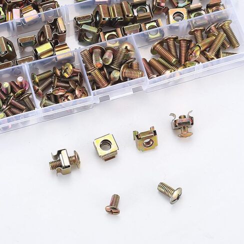 Server Rack Screws and Cage Nuts and Screws, 120 Pcs M5 M6 Rack Mount Cage Nuts and Screws Washers, Square Hole Hardware Insert Nuts for Rack Mount Server Rack Cabinet Shelves in Kuwait