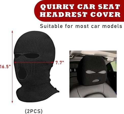 Suvnie 2 PCS Car Headrest Cover, Personalized Funny Car Seat Full Face Mask, Ski Mask Wrap Protection for Auto Front Seat Rest Decoration, Universal Interior Car Accessories (White) in Saudi Arabia