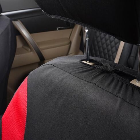 Flying Banner Car Seat Covers Front Seats and Rear Bench Mesh Fabric Rear Bench Split Polyester Cover Easy Installation SUV CAR Woman Lady Femal (Front Set, Black Red) in Saudi Arabia