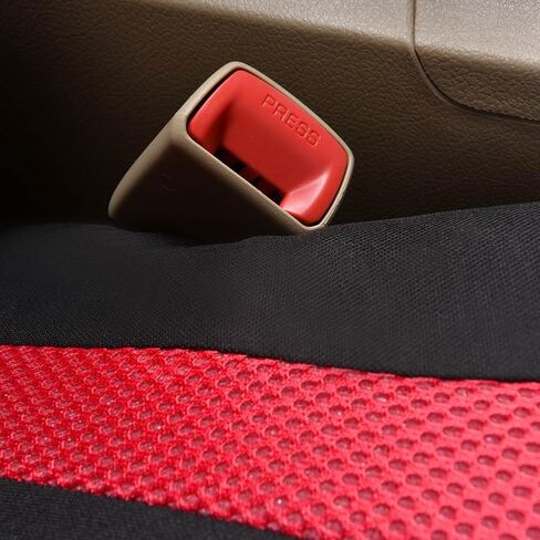 Flying Banner Car Seat Covers Front Seats and Rear Bench Mesh Fabric Rear Bench Split Polyester Cover Easy Installation SUV CAR Woman Lady Femal (Front Set, Black Red) in Saudi Arabia