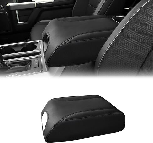 YAMUDA متوافق مع غطاء وحدة التحكم المركزية التلقائية من الجلد لمسند الذراع لحماية Ford F150 2015 2016 2017 2018 2019 2020 (أسود) in Kuwait