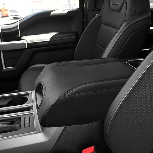 YAMUDA متوافق مع غطاء وحدة التحكم المركزية التلقائية من الجلد لمسند الذراع لحماية Ford F150 2015 2016 2017 2018 2019 2020 (أسود) in Kuwait