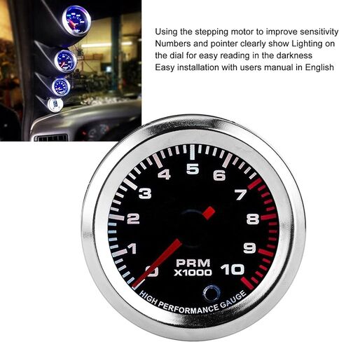 Tachometer Tacho Gauge Meter 0-10000 RPM Gauge Meter, 52mm/2in Universal 7 Colors Tachometer Revolution Meter for 4 6 8 Cylinder Car SUV Vehicle Automotive in Kuwait