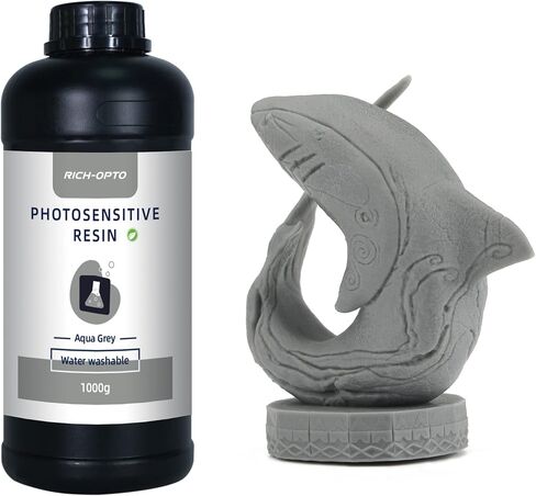 Rich-OPTO Water Washable LCD 3D Printer Resin UV Curing 405nm Quick Printing Speed Low Odor High Accuracy Photopolymer 1000g Black in Saudi Arabia