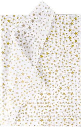 RUSPEPA Gift Wrapping Tissue Paper - Metallic Gold Star Print Tissue Paper Bulk for Gift Wrap, Art Crafts, DIY, Pack Bags - 19.5 x 27.5 inches - 25 Sheets in Saudi Arabia