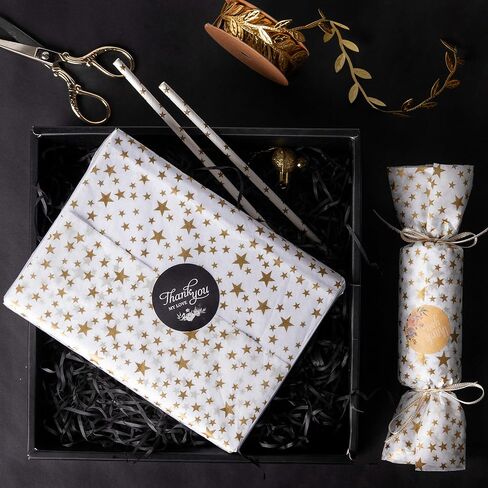 RUSPEPA Gift Wrapping Tissue Paper - Metallic Gold Star Print Tissue Paper Bulk for Gift Wrap, Art Crafts, DIY, Pack Bags - 19.5 x 27.5 inches - 25 Sheets in Saudi Arabia