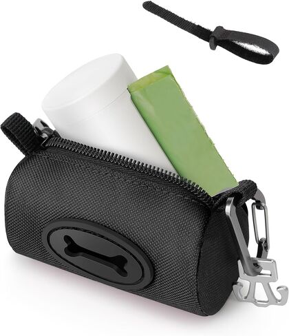 Gobeigo 2 in 1 Dog Poop Bag Holder with Metal Used Bag Carrier, Large Opening for Easy Pull Out, Dog Poo Bag Dispenser for Retractable Leash, Easy Access To Doggie Waste Bags (Red) in Saudi Arabia