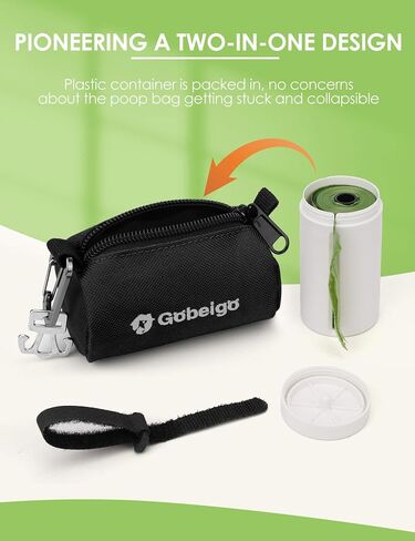 Gobeigo 2 in 1 Dog Poop Bag Holder with Metal Used Bag Carrier, Large Opening for Easy Pull Out, Dog Poo Bag Dispenser for Retractable Leash, Easy Access To Doggie Waste Bags (Red) in Saudi Arabia