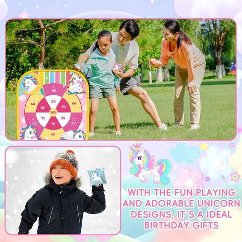 Unicorn Ring Bean Bag Toss Game 5 in 1 Unicorn Party Game for Kids Unicorn Double-Sided Foldable Board Cornhole Ring Backyard Games Unicorn Party Birthday Gifts for Girls Carnival Games Party Supplies in Saudi Arabia