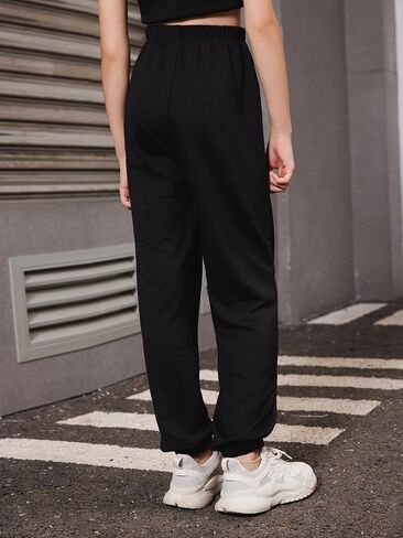 SOLY HUX Girl's Sweatpants Letter Graphic Elastic High Waisted Casual Joggers Pants in Saudi Arabia