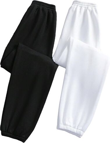 Floerns Girl's 2 Pcs Elastic Waist Active Running Solid Jogger Sweatpants in Saudi Arabia