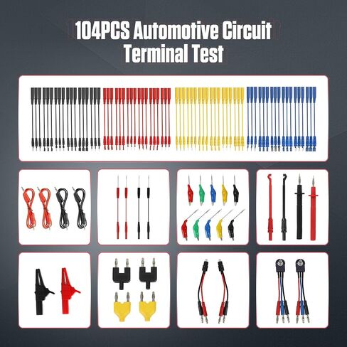 104PCS Automotive Circuit Test Leads Kit Electrical Breakout Leads Automotive Kit Multi Function Auto Diagnostic Tools Multimeter Test Leads Kit with Black Carrying Case in Saudi Arabia