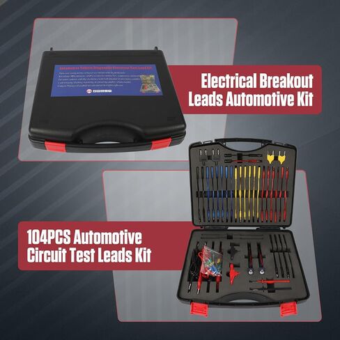 104PCS Automotive Circuit Test Leads Kit Electrical Breakout Leads Automotive Kit Multi Function Auto Diagnostic Tools Multimeter Test Leads Kit with Black Carrying Case in Saudi Arabia
