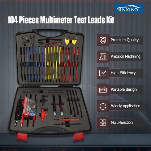 104PCS Automotive Circuit Test Leads Kit Electrical Breakout Leads Automotive Kit Multi Function Auto Diagnostic Tools Multimeter Test Leads Kit with Black Carrying Case in Saudi Arabia