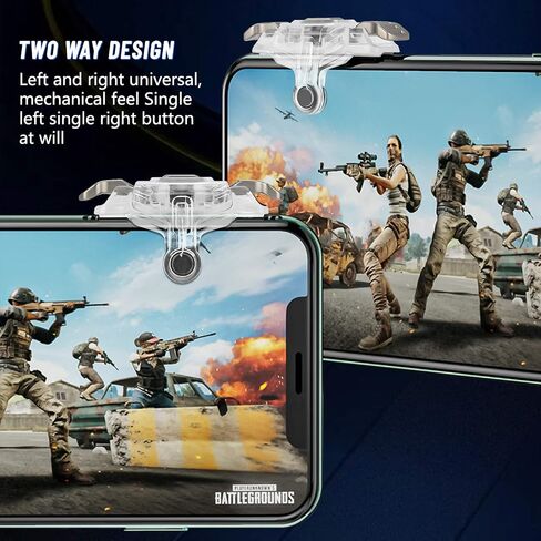 Newseego PUBG Mobile Game Controller Trigger,Upgrade Version PUBG Mobile Game Trigger Double Sensitive Aim Shoot Keys Buttons for Rules of Survival/Knives Out Triggers for All Smartphone-Transparent in Kuwait
