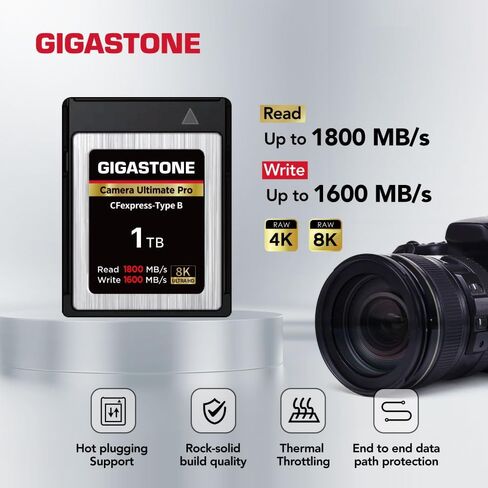 GIGASTONE 1TB Camera Ultimate Pro CFexpress Card Type B Memory Card, XQD Type, High Speed up to 1800MB/s Read, 1600MB/s Write, Raw 8K Video Recording for DSLR Canon Nikon Sony Panasonic Camera in Saudi Arabia